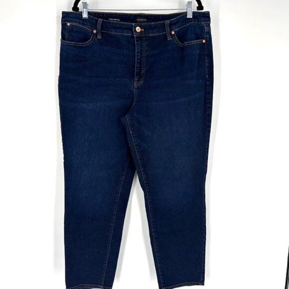 Talbots Women's High Rise Cotton Blend Slim Ankle Jeans Dark Wash Blue Size 18 - Picture 1 of 12